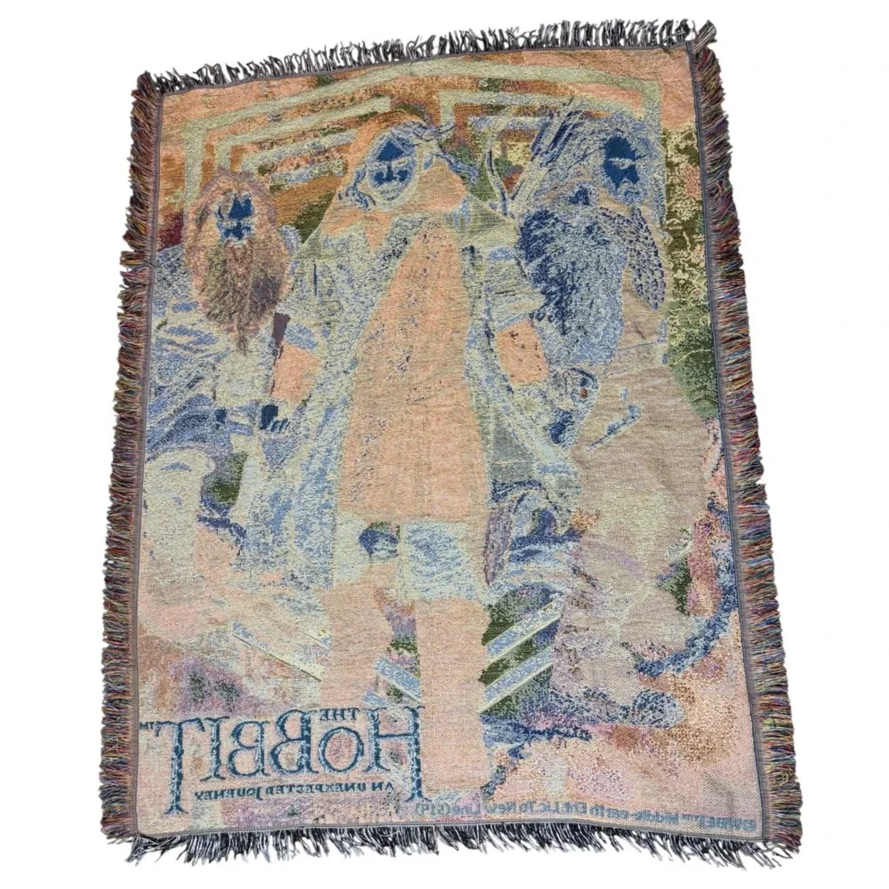The Hobbit An Unexpected Journey Tapestry Blanket OS Multicolor Excellent Woven